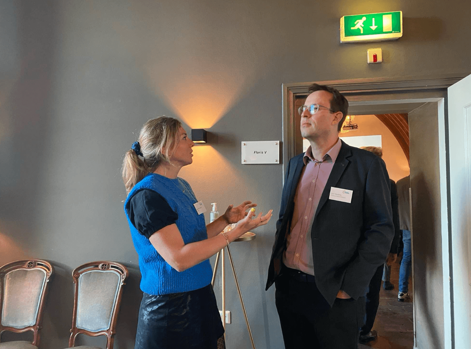 Maxime in conversation at an industry event